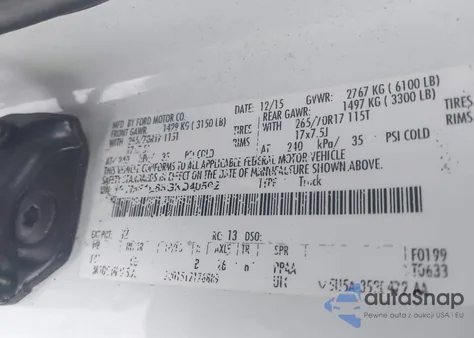 2016 Ford F-150 Xl z USA, uszkodzony, nr VIN 1FTMF1E88GKD40502